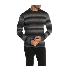 Thomas Deans Mens Gray‎ Black Ombre Stripe Sweater Wool Blend Knit Crew Neck XXL